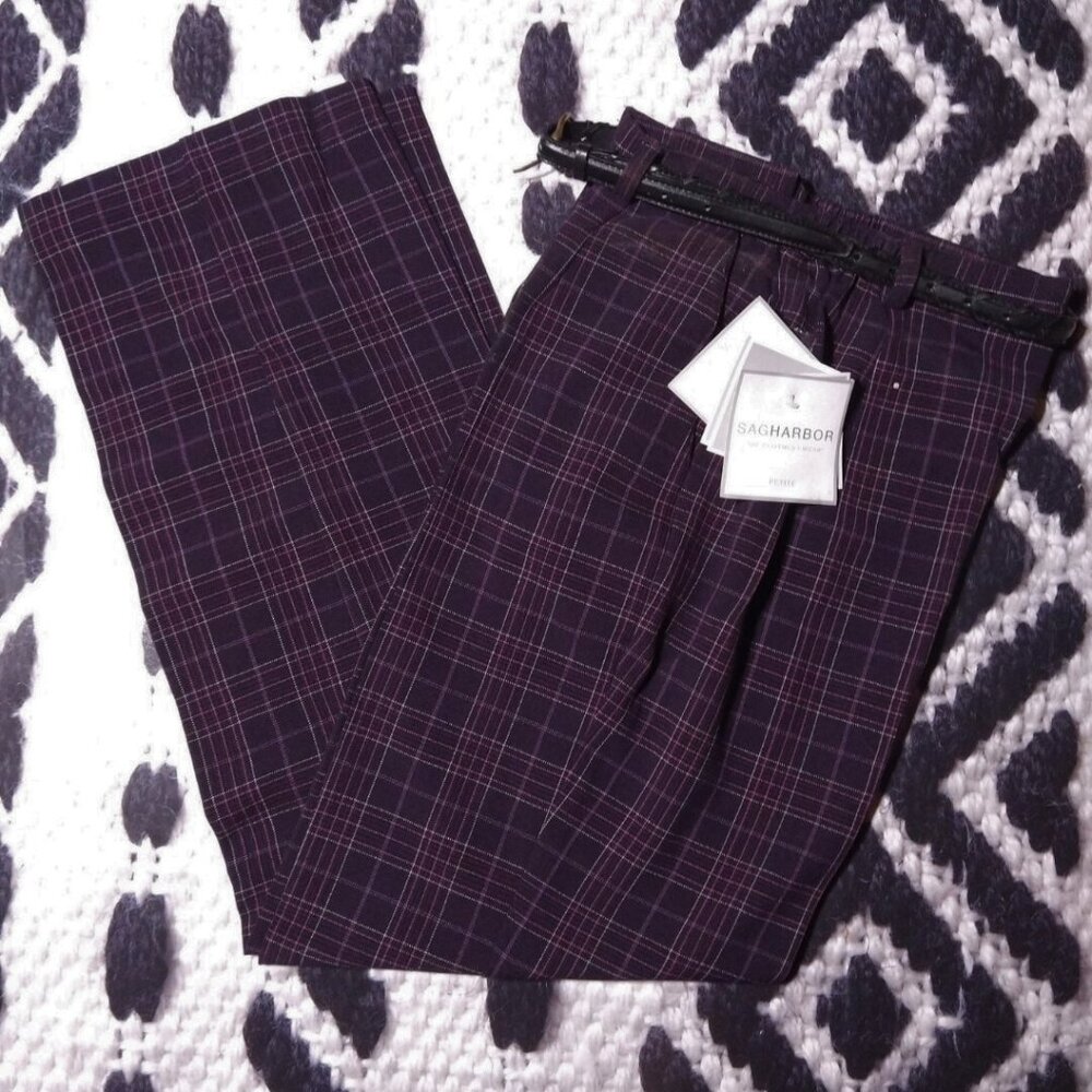 Sag Harbor Plaid Pants with Belt NWT